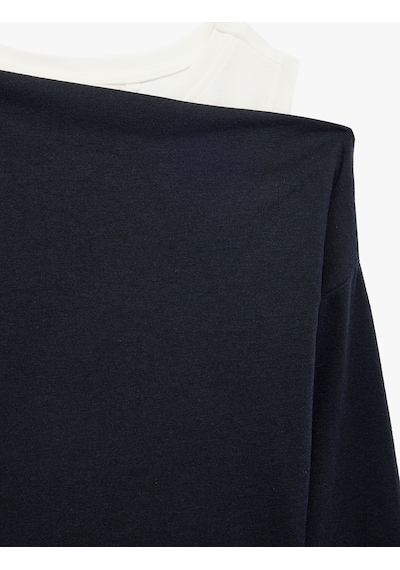 Koton Slim Fit Viskon Karışımlı Asimetrik Yaka Uzun Kollu Katmanlı Tişört Lacivert 7wal10346ık Koton Slim Fit Viskon Karışımlı Asimetrik Yaka Uzun Kollu Katmanlı Tişört Lacivert 7wal10346ık