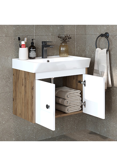 Ada Lavabolu Mat Suntalam Banyo Alt Dolabı 60 Cm Beyaz - Atlantik Atlantik Çam - Beyaz Ada Lavabolu Mat Suntalam Banyo Alt Dolabı 60 Cm Beyaz - Atlantik Atlantik Çam - Beyaz