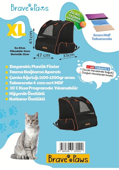 Brave Paws Kedi Ve Köpekler Için Piramit Xl Taşıma Çantası - Geniş Alan Havalandırmalı Seyahat Çantası