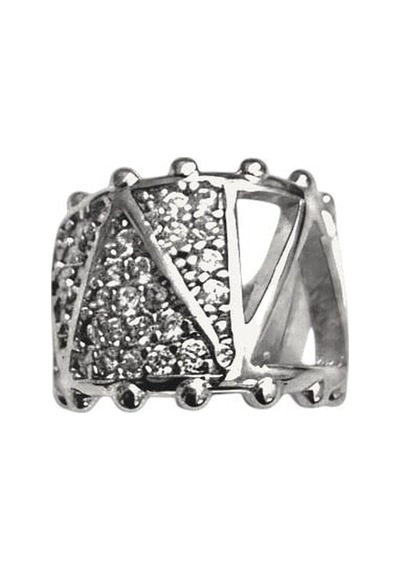 Earcuff Sıkıştırmalı Çelik Kıkırdak Küpe Üçgen Desenli Zirkon Taşlı Gümüş Renk