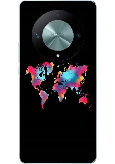 Honor X9b Uyumlu Dünya Renkli Haritası Baskılı Silikon Kılıf