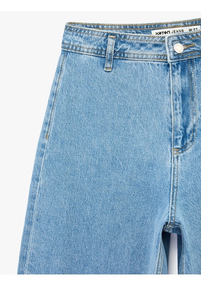 Koton Düğmeli Yüksek Bel Rahat Kesim Denim Pantolon - Culotte Jeans Açık İndigo 6sal40112md Koton Düğmeli Yüksek Bel Rahat Kesim Denim Pantolon - Culotte Jeans Açık İndigo 6sal40112md