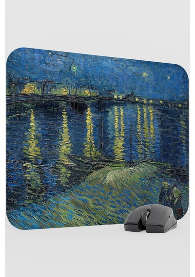 Van Gogh Ren Nehrinde Yıldızlı Gece V5 48x40 Xl Gaming Kauçuk Kaymaz Taban Mouse Pad Fare Altlığı