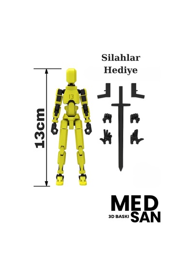 13 Dummy Siyah Sarı Tüm Eklemleri Hareketli Aksiyon Figürü Oyuncak