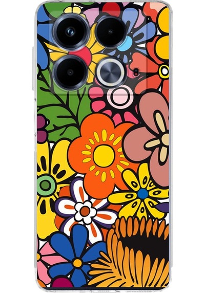 İnfinix Note 40 İle Uyumlu Retro Color 2 Baskılı Kamera Korumalı Şeffaf Kılıf Şeffaf