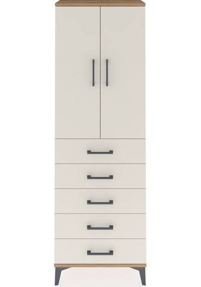 Arges Dolap 3 Raflı 5 Çekmeceli 2 Kapaklı 60x30x182 Çam-aytaşı Çam