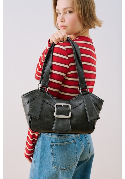 Manuka Elena Büyük Tokalı Çanta Siyah Ss26cnt00034-01