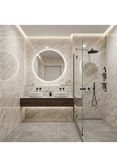 60x60 Cm Kendinden Yapışkanlı Duvar,banyo,tezgah Arası Bej Mermer-12 Adet 1103-60-12