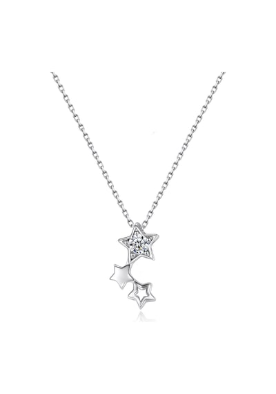 Brezza Lusso Jewelry Gümüş Parlayan Yıldız Zirkon Taşlı Kadın Gümüş Kolye 45 CM