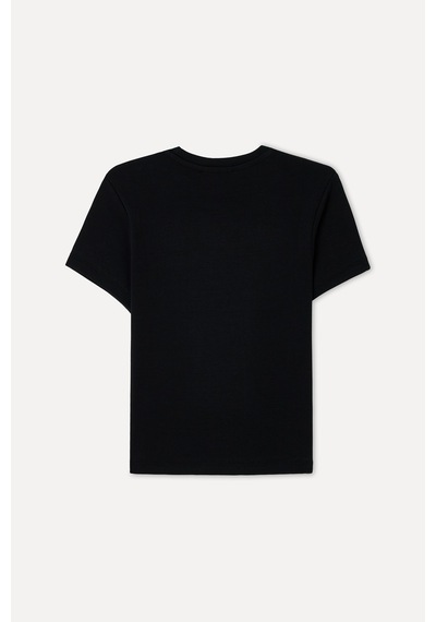 Mudo Kadın Kadın Siyah Fitted Baskılı Bisiklet Yaka T-shirt 1268663