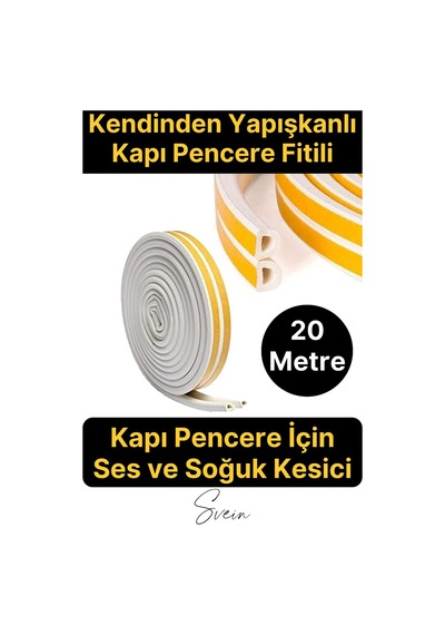 Pvc Doğrama Pencere Fitili İzolasyon Bandı Kendinden Yapışkanlı Beyaz Kauçuk Yalıtım Bant 2x10 20 Mt