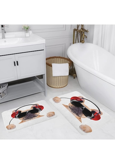 Eliana Home Dijital Baskılı 2'li Banyo Paspas Takımı Lna5126 Beyaz
