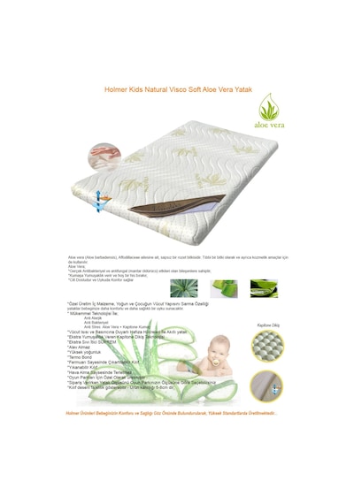 Natural Soft Aloe Vera Bebek Yatağı, Park Yatak Yatağı, Oyun Parkı Yatağı 60 x 120
