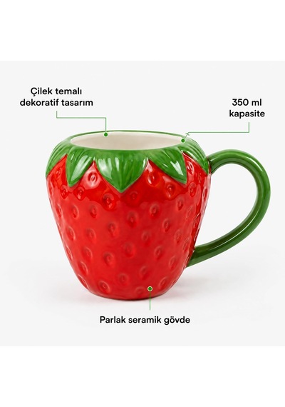 Çilek Tasarım Seramik Kupa Bardak, Büyük Boy Dekoratif Çilek Desenli Mug Kupa, Kahve, Çay Ve Sıcak İçecekler İçin Günlük Kullanıma Uygun Şık Seramik Fincan Beyaz - Çok Renkli Çilek Tasarım Seramik Kupa Bardak, Büyük Boy Dekoratif Çilek Desenli Mug Kupa, Kahve, Çay Ve Sıcak İçecekler İçin Günlük Kullanıma Uygun Şık Seramik Fincan Beyaz - Çok Renkli