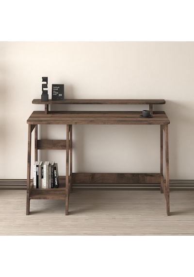 Country Ergonomik Çalışma Masası, Modern Bilgisayar Masası - Antik Ceviz