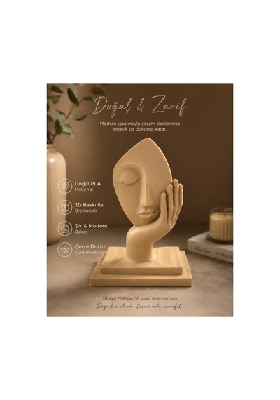 Modern Soyut Yüz Dekor Objesi El Detaylı Biblo Pla 3d Baskı Ev Dekoru