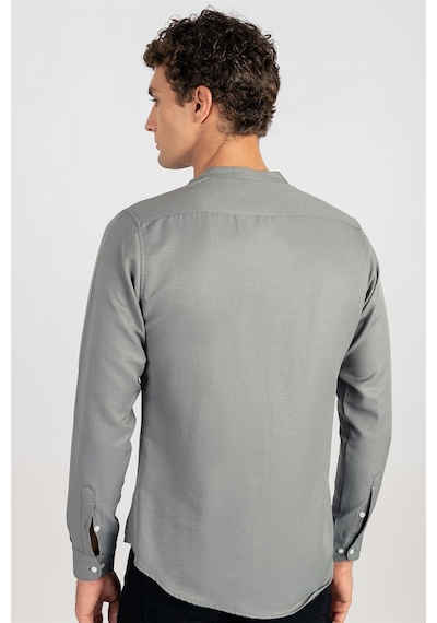 Tudors Slim Fit Dar Kesim Hakim Yaka Erkek Gömlek-19870 Gri