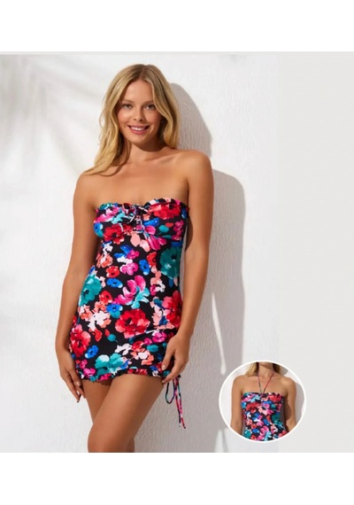 Pierre Cardin Soft Straplez Elbise Mayo Desenli
