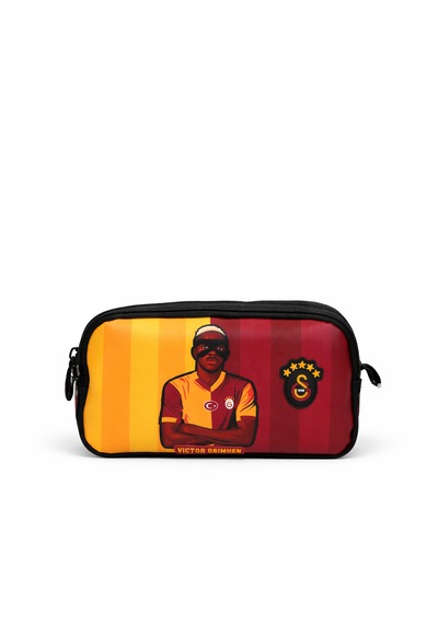 Galatasaray Lisanslı Victor Osimhen Figürlü Kalemlik - Çift Bölmeli Su İtici Kumaşlı Kalem Kutusu Siyah