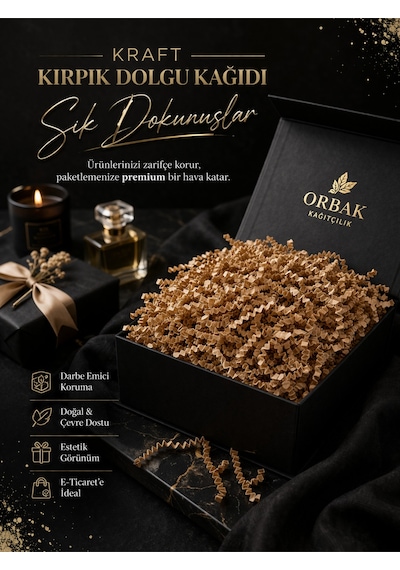Kraft Kağıt Kırpık Dolgu Malzemesi 50 Gr Doğal Kutu İçi Koruyucu Ambalaj