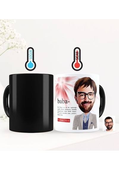 Kişiye Özel Baba Karikatürlü Sihirli Kupa Bardak