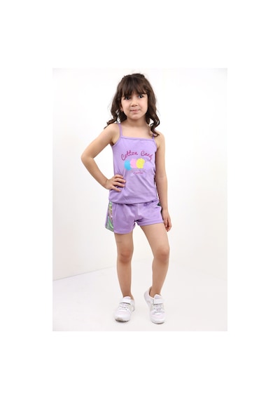 Toontoy Kids Toontoy Kız Bebek Baskılı Şortlu Takım Lila