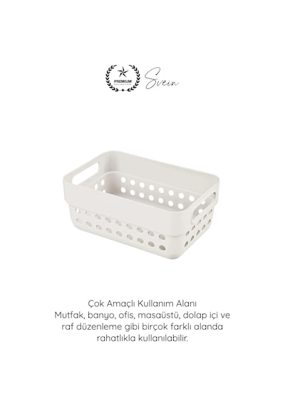 Organizer 350 Ml Plastik Organizer Sepet 3 Lü Set Çok Amaçlı Düzenleyici Saklama Kutusu Dolap İçi M Beyaz