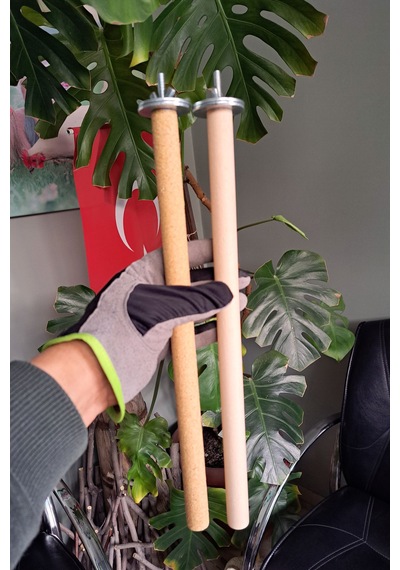 Vixpet Doğal Ahşap Papağan Tünek & Pedikür Kumlu Tünek – Ayak Bakımı ve Tüneme İçin | 35 cm - 18 mm