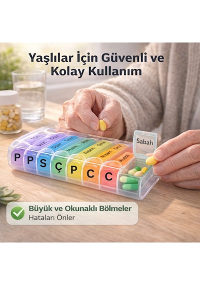 Polham 7 Günlük 28 Bölmeli Kilitli İlaç Ve Takviye Kutusu L Yaylı Kutulu L Bpa İçermez L Haftalık İlaç Kutusu Çok Renkli