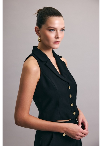 Sateen Eva Yelek - Siyah-136981 Siyah