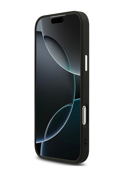 Apple Uyumlu iPhone 17 Pro Max Kılıf Guess Lisanslı M-safeli Metal Kamera Çerçeveli Üçgen Logolu Glitter Siyah Siyah