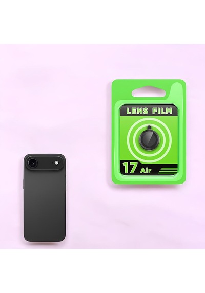 İphone 17 Air Uyumlu Premium Kalite Parmak İzi Tutmaz Renkli Kamera Lens Koruyucu Siyah