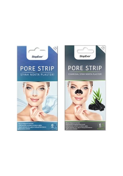 Stopever Pore Strip Siyah Nokta Bandı 2'li Paket Charcoal + Tea Tree Siyah Nokta Karşıtı Gözenek Temizleyici Aktif Karbon & Çay Ağacı Özlü 12 Adet 10