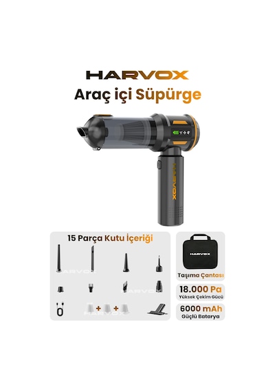 18000pa Güçlü Vakum Araç Süpürgesi Taşınabilir Çantalı 6000mah Bataryalı Üflemeli Hxvc-003