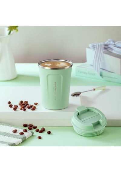 Pinkah Paslanmaz Çelik Kahve Termos Bardak Matara 350 Ml Yeşil Renk Pkh-pj-3548-l Yeşil