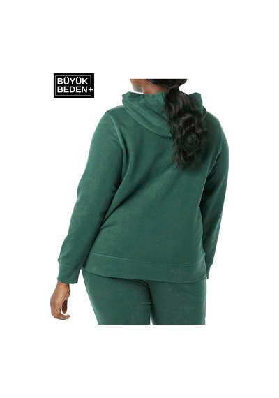 Süperlife Kadın Büyük Beden Kapşonlu İnce Sweatshirt Spr24bswk57 Yeşil