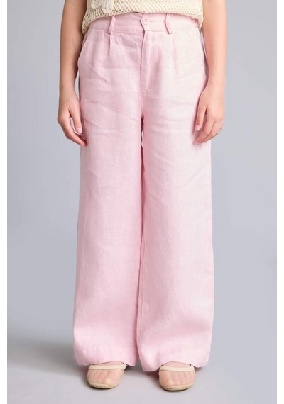 Defacto %100 Keten Wıde Leg Geniş Paça Pembe Pantolon Kız Çocuk H1900a826smpn440 Pembe-pn440