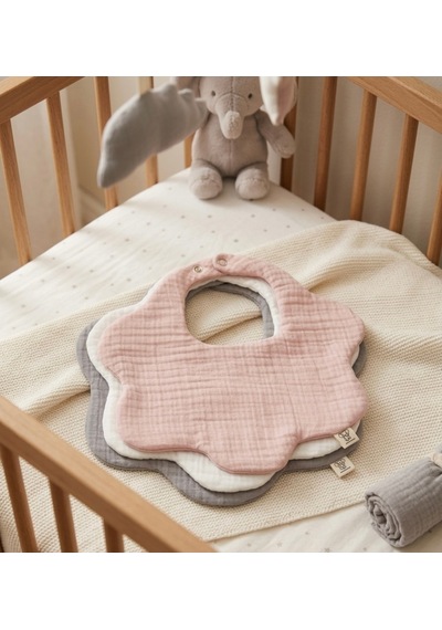 3 Lü %100 Pamuk Organik 8 Kat Müslin Bebek Mama Önlüğü / Salya Önlüğü / Yakalık