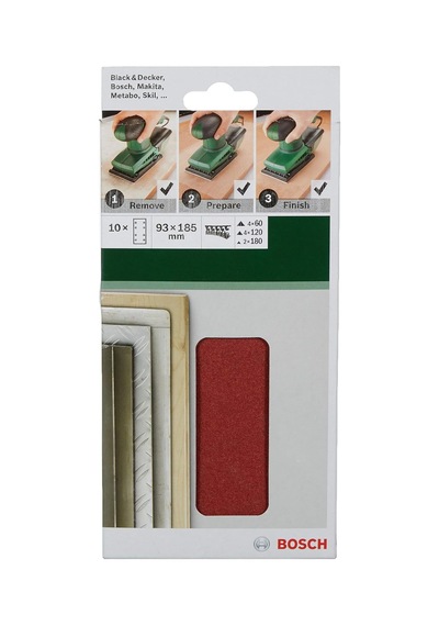 Zımpara Kağıdı 10'lu Set 93 185 Mm 60 120 180 Kum 8 Delik Gri