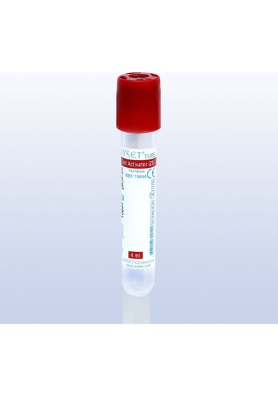Vakumlu Kan Alma Tüpü Pıhtı Aktivatörü / Kırmızı Kapak Tüp 9ml 16 100 Mm 100 Adet