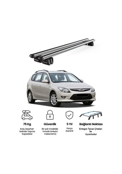 Pençe Hyundai İ30 Sw 2007-2012 Uyumlu Gri Ara Atkı 109cm Port Bagaj Tavan Barı