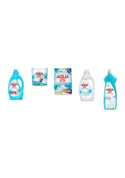 Aquabor Doğal Mineralli Sıvı Renkliler + Tablet + 4 Kg Renkliler + Sıvı Beyaz + Elde Bulaşık 5 Li Set 16072184