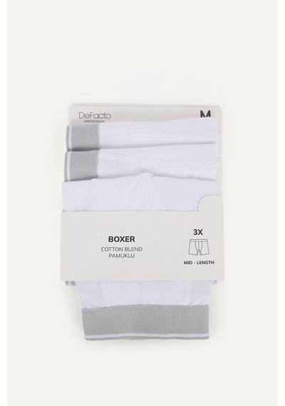 Defacto Regular Fıt 3'lü Beyaz Erkek Boxer G8561ax/wt34