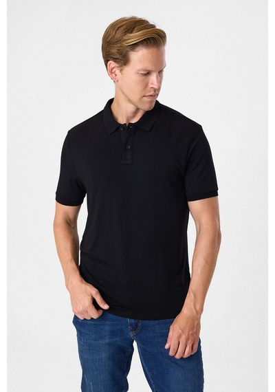 Back And Bond Siyah Regular Fit Polo Yaka Tişört