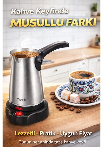 Musullu MSL-CM212 Elektrikli Cezve Çelik Katlanır Kulp