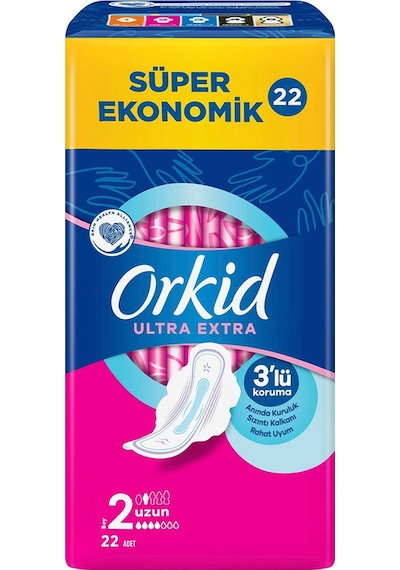 Orkid Ultra Ekstra Süper Ekonomik Hijyenik Ped Uzun 22'li