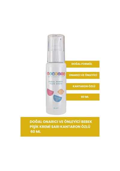 Doğal Bebek Pişik Kremi 60 ML Kantaron Özlü Onarıcı ve Önleyici Pişik Kremi