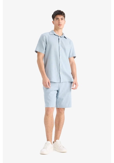 DeFacto %100 Pamuk Relax Fit Cepli Keten Görünümlü Bermuda Şort C7381AX25SMBE524