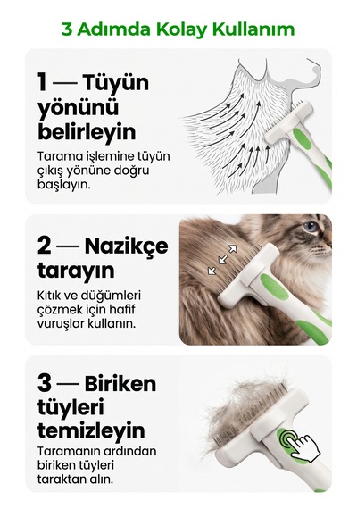 Andis Kedi Köpek De-shedding Tarağı Düğüm Ve Ölü Tüyler İçin