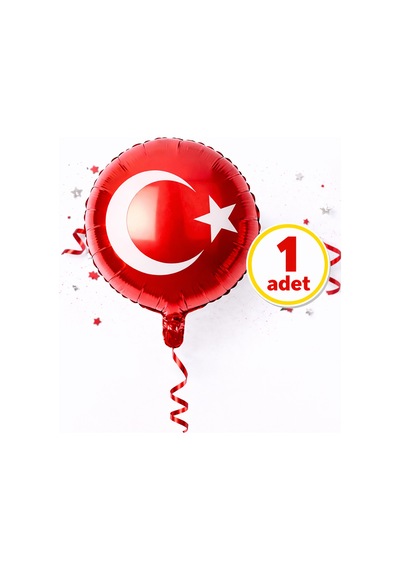 Türk Bayraklı Folyo Balon 1 Adet Folyo Balon Parti Süsleme 23 Nisan 29 Ekim Kırmızı Balon